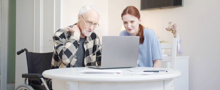 Elderly man planning guardianship with his daughter
