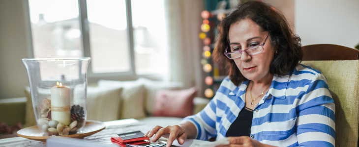 Woman organizing trust documents.